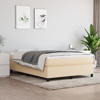 vidaXL gultas rāmis, krēmkrāsa, 140x200 cm, audums