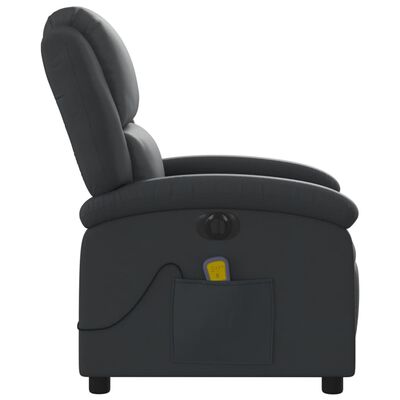 vidaXL elektrisks masāžas krēsls, atgāžams, melna dabīgā āda