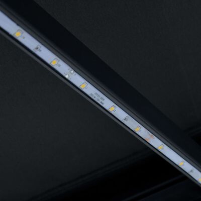 vidaXL manuāli izvelkama markīze ar LED, 500x300 cm, antracītpelēka