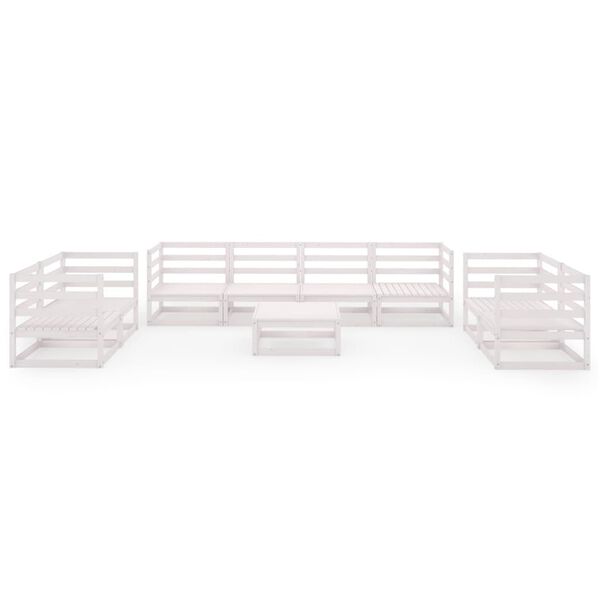 vidaXL 9-daļīgs dārza atpūtas mēbeļu komplekts, balts priedes koks