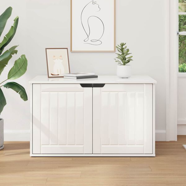 vidaXL Kaķu māja Spīdīga Balta 85 x 55 x 50,5 cm Inženierijas koks