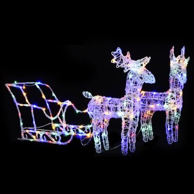 vidaXL Ziemassvētku dekorācija, ziemeļbrieži, kamanas, 160 LED, 130 cm