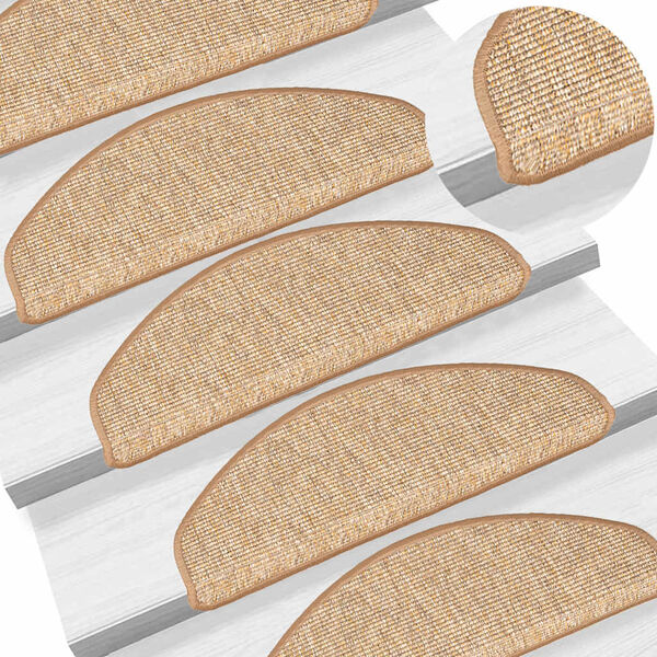 vidaXL kāpņu paklājiņi, 15 gab., 65x21x4 cm, gai&scaron;i brūni, pusapaļi, lieli