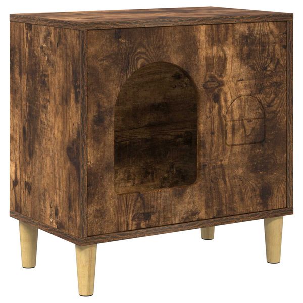 vidaXL Kaķu māja Dūmaka ozols 51 x 30 x 52 cm Inženierijas koks