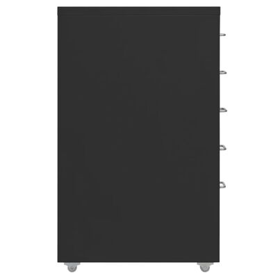vidaXL failu skapis ar riteņiem, melns, 28x41x69 cm, metāls