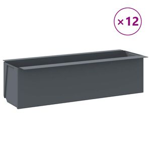 vidaXL puķu kastes pale&scaron;u mēbelēm, 12 gab., pelēkas, 36x13,5x9,5 cm