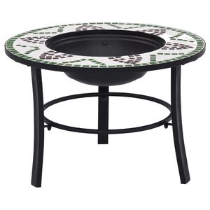 vidaXL ugunskura vietas galds, mozaīka, 68 cm, zaļ&scaron;, keramika