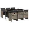 vidaXL 7-daļīgs dārza mēbeļu komplekts, matrači, pelēka PE rotangpalma