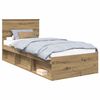 vidaXL Gultas rāmis Mākslīgā ozola 90 x 200 cm Ciets priedes koks