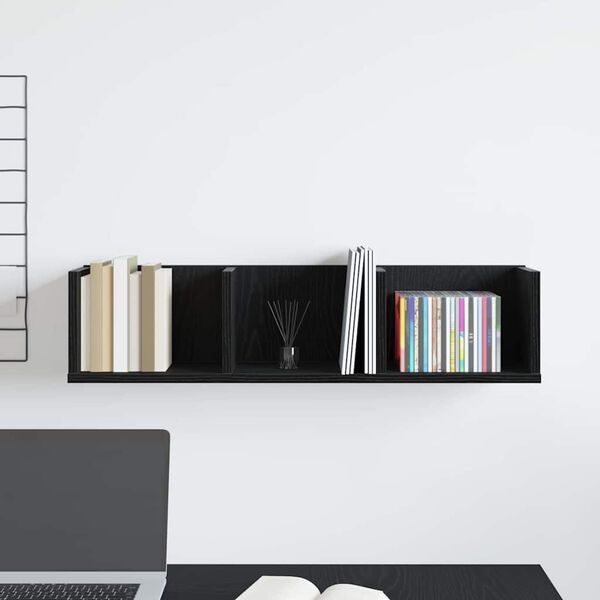 vidaXL Sienas plaukts Melns ozolkoks 75 x 18 x 18 cm Inženierijas koks