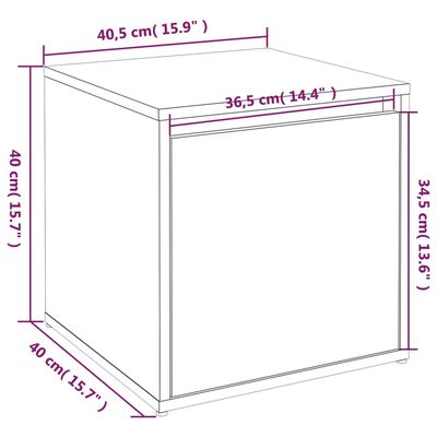 vidaXL kaste ar atvilktni, melna, 40,5x40x40 cm, inženierijas koks