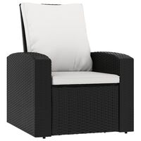 vidaXL dārza krēsls ar matračiem, melna PE rotangpalma