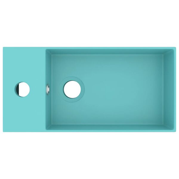 vidaXL vannasistabas izlietne ar noteci, gai&scaron;i zaļa keramika