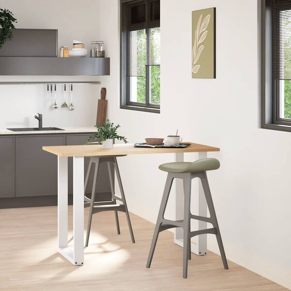 vidaXL bāra galda kājas, 2 gab., U-veida, baltas, 60x(90-91) cm, tērauds