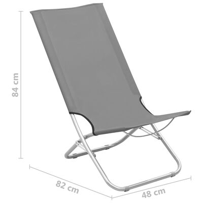 vidaXL salokāmi pludmales krēsli, 2 gab., pelēks audums
