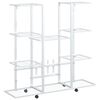 vidaXL puķu statīvs ar riteņiem, 94,5x24,5x91,5 cm, balts, dzelzs