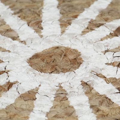 vidaXL paklājs ar baltu apdruku, džuta, 120 cm, roku darbs