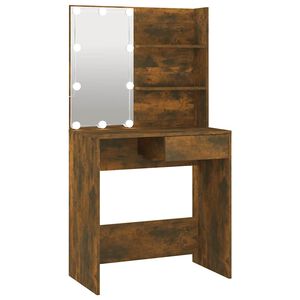vidaXL spoguļgaldiņ&scaron; ar LED, ozolkoka krāsa, 74,5x40x141 cm