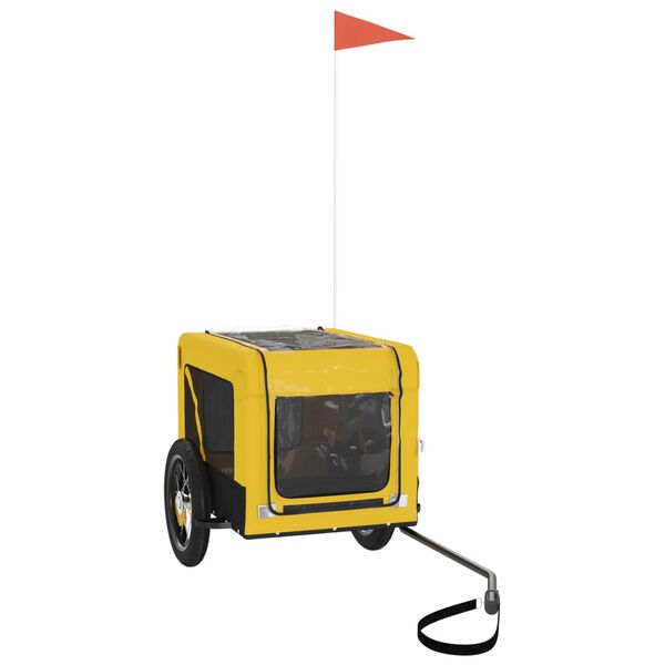 vidaXL mājdzīvnieku velo piekabe, dzeltena ar melnu, audums, dzelzs