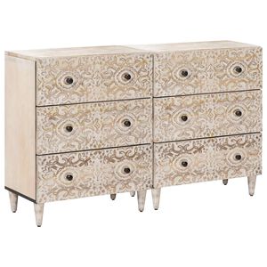vidaXL Puse 2 pcs Balts 60 x 33,5 x 75 cm Cieta mango koksne