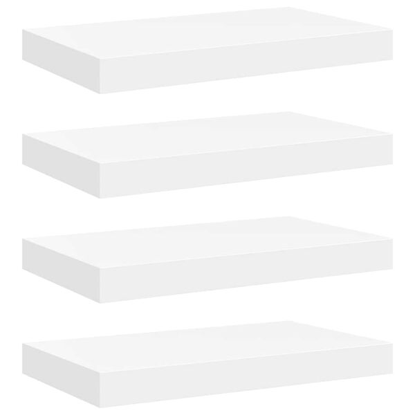 vidaXL sienas plaukti, 4 gab., balti, 40x23x3,8 cm, MDF
