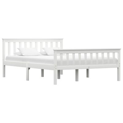 vidaXL gulta, balta, 140x200 cm, priedes masīvkoks