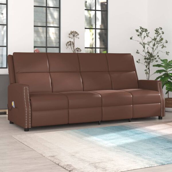 vidaXL četrvietīgs masāžas krēsls, brūna mākslīgā āda