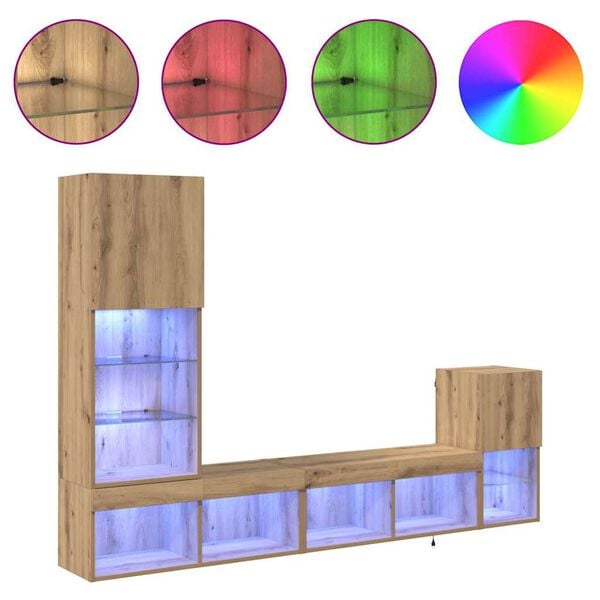 vidaXL TV Sienas Vienības Artisānā ozols Inženierijas koks