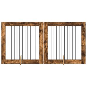 vidaXL Suņu vārti ar statīviem 2 pcs Kūpināts ozols 100 x 100 cm