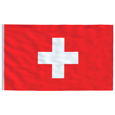 vidaXL Šveices karogs un karoga masts, alumīnijs, 4 m