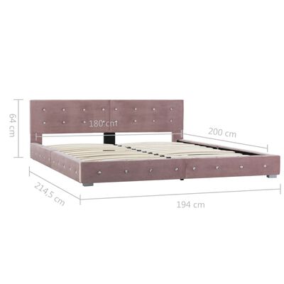 vidaXL gultas rāmis, rozā samts, 180x200 cm