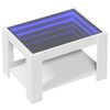 vidaXL kafijas galdiņ&scaron; ar LED, balts, 73x53x45 cm, inženierijas koks