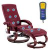 vidaXL masāžas krēsls ar kāju soliņu, vīnsarkana mākslīgā āda