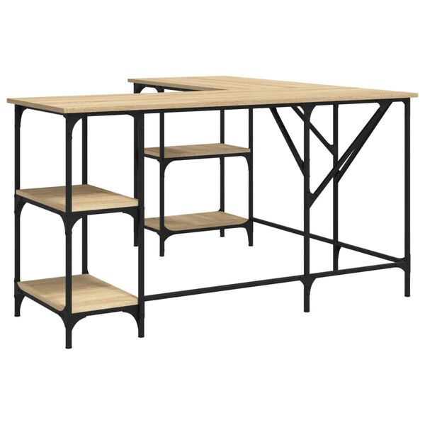 vidaXL rakstāmgalds, Sonomas ozolkoka, 139x139x75 cm