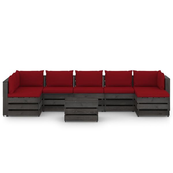 vidaXL 8-daļīgs dārza atpūtas mēbeļu komplekts ar matračiem, koks