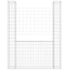 vidaXL gabionu siena ar 2 stabiem, U-forma, dzelzs, 140x20x200 cm