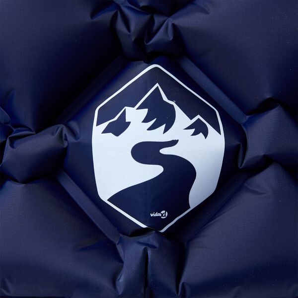 vidaXL piepū&scaron;ams kempinga matracis, spilvens vienvietīgs tum&scaron;i zils