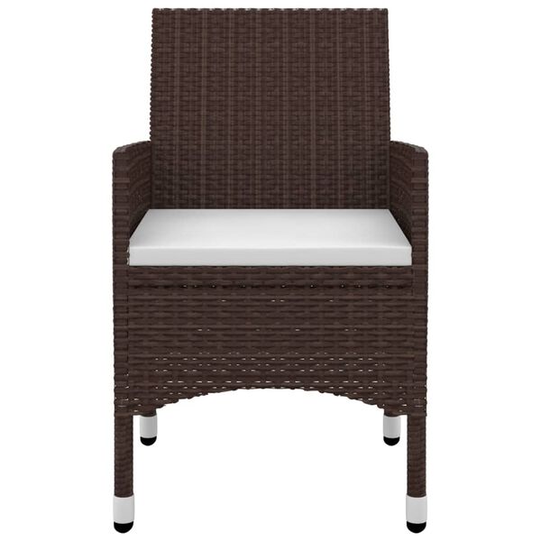 vidaXL 3-daļīgs dārza mēbeļu komplekts, PE rotangpalma, stikls