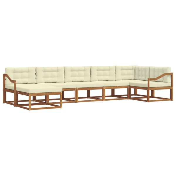 vidaXL Āra dīvānu komplekts ar spilvenu 7 pcs Dabisks un krējuma