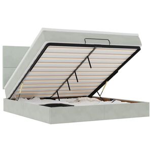 vidaXL Osmaņu gultas rāmis ar matračiem gai&scaron;i pelēks 160x200cm audums