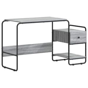 vidaXL Galds ar uzglabā&scaron;anu Pelēks Sonoma 131,5 x 50 x 75,5 cm