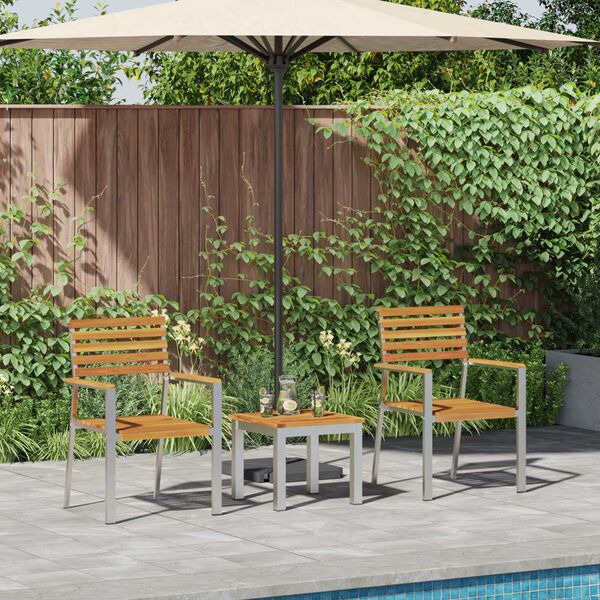 vidaXL Dārzaēdamistabaskomplekts 3 pcs Brūna Cieta teakas koks