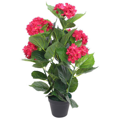 vidaXL mākslīgais augs, hortenzija ar podiņu, 60 cm, sarkanas