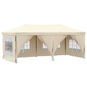 vidaXL saliekama nojume ar sienām, krēmkrāsas, 3x6 m