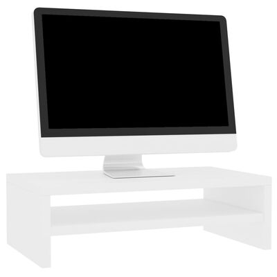 vidaXL monitora paliktnis, 42x24x13 cm, skaidu plāksne, balts