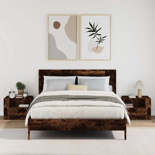 vidaXL sienas naktsskapī&scaron;i, 2 gab., ozolkoka krāsa, 45x30x35 cm