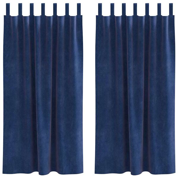 vidaXL Aptum&scaron;ojo&scaron;ie aizkari 2 pcs Tum&scaron;i zils 140 x 175 cm Samts