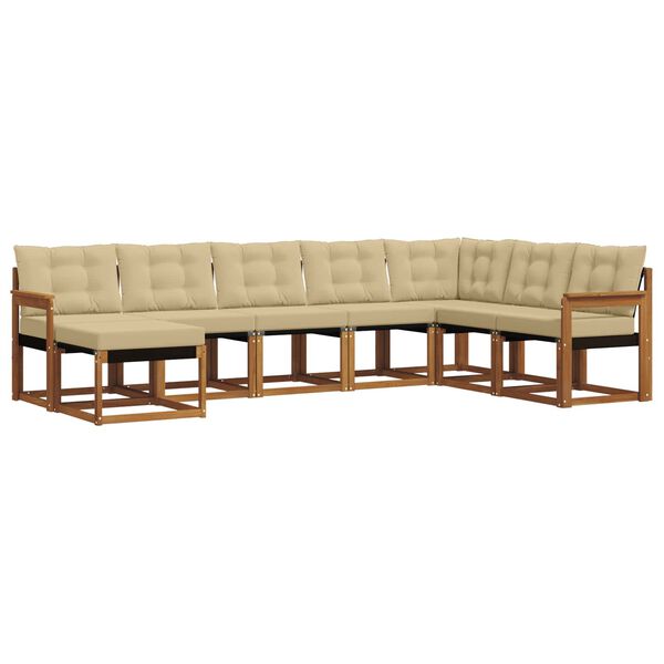 vidaXL Āra dīvānu komplekts ar spilvenu 8 pcs Dabisks un bē&scaron;s