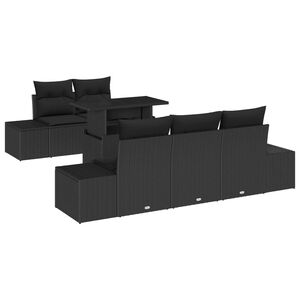 vidaXL Dārza dīvānu komplekts ar spilvenu ar uzglabā&scaron;anu 6 pcs Melna