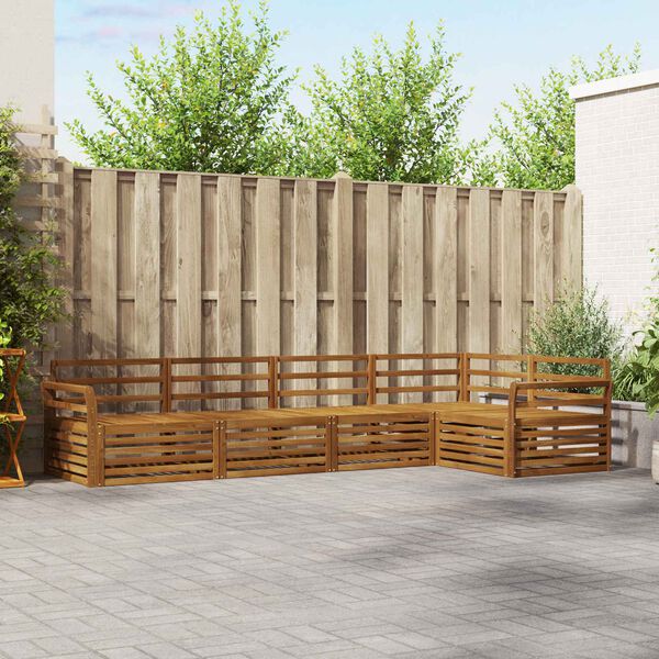 vidaXL Āra dīvānu komplekts 5 pcs Dabiska Cietā akācijas koks